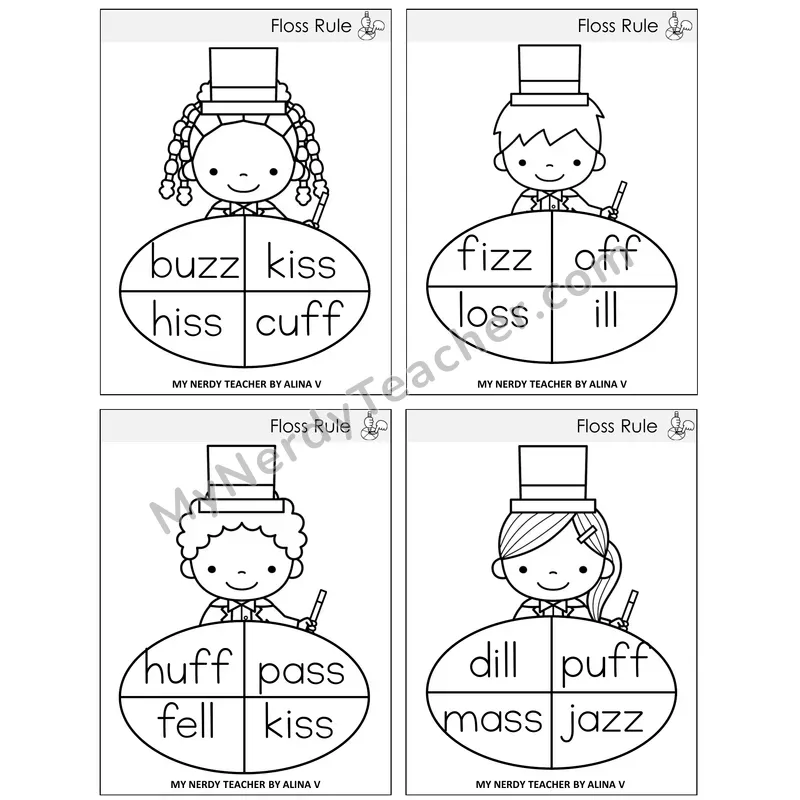 Floss Rule (ff, ll, ss, zz) Sentence Spinners Task Cards — Decodable Sentences