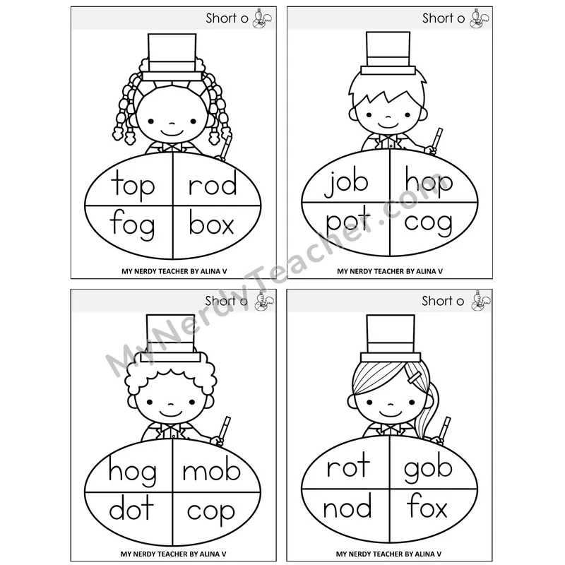 Short O Sentence Spinners Task Cards — Decodable Sentences