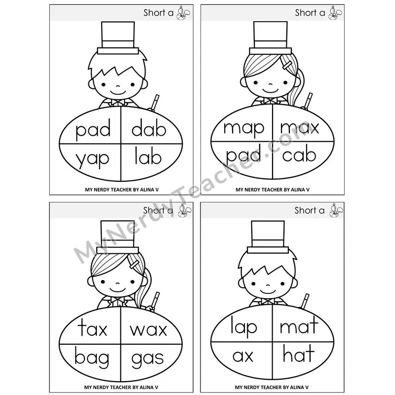 Short A Sentence Spinners Task Cards — Decodable Sentences