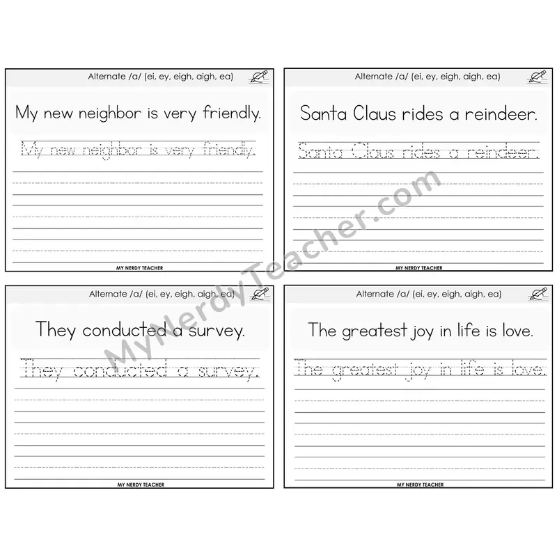 Alternate Long A Spellings Read It Trace It Write It Task Cards — Decodable Sentences