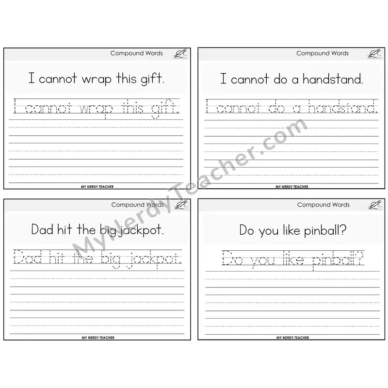 Compound Words Read It Trace It Write It Task Cards — Decodable Sentences