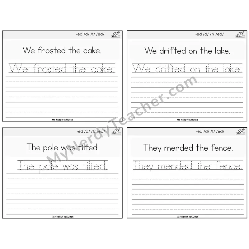 Suffix -ed Read It Trace It Write It Task Cards — Decodable Sentences