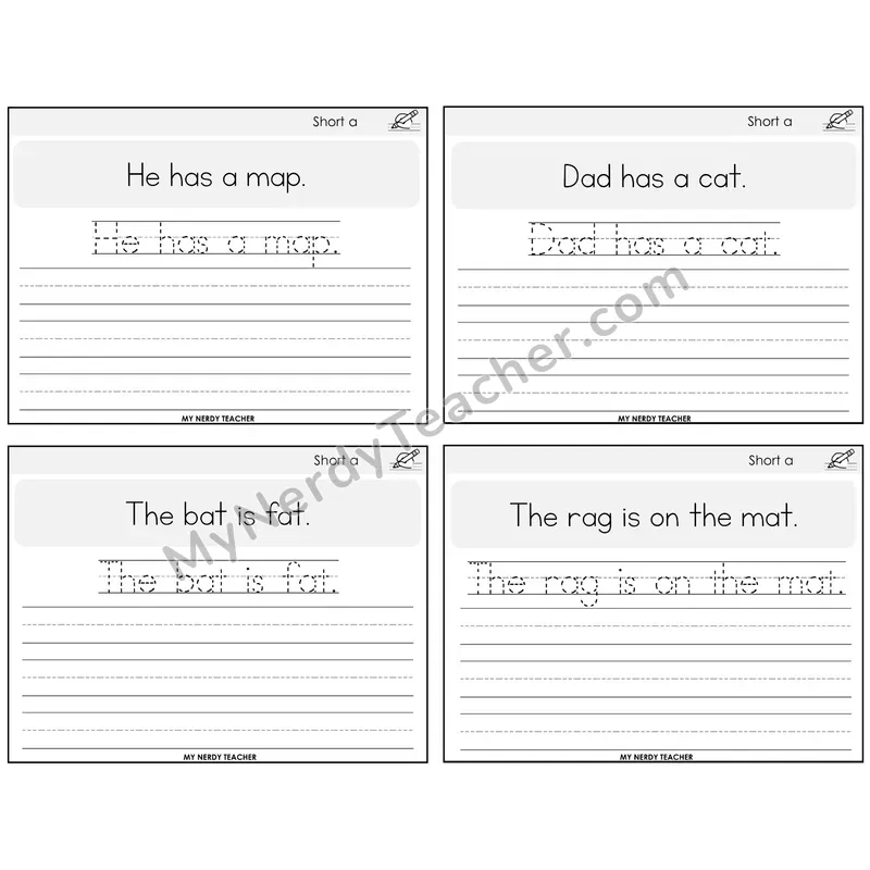 Short A Read It Trace It Write It Task Cards — Decodable Sentences
