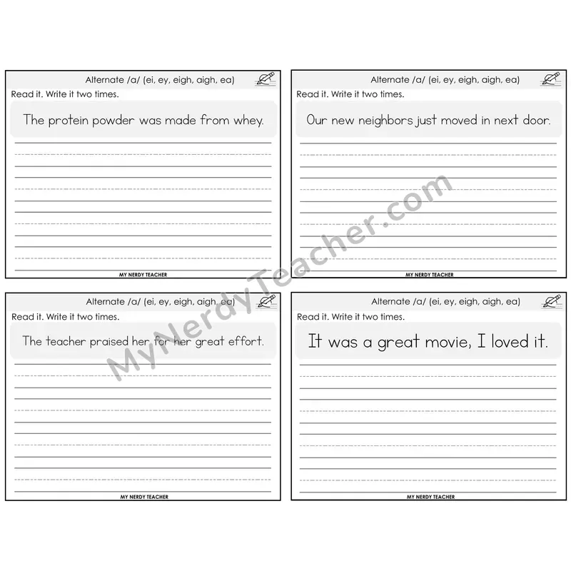 Alternate Long A Spellings Read It Write It Task Cards — Decodable Sentences