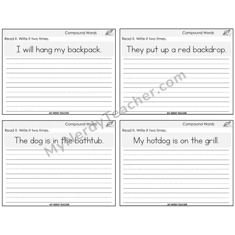 Compound Words Read It Write It Task Cards — Decodable Sentences