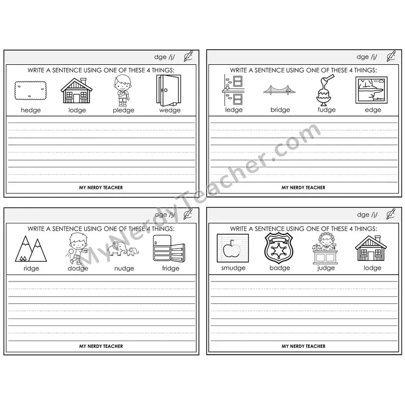 DGE Trigraph Write a Sentence Task Cards — Decodable Sentences