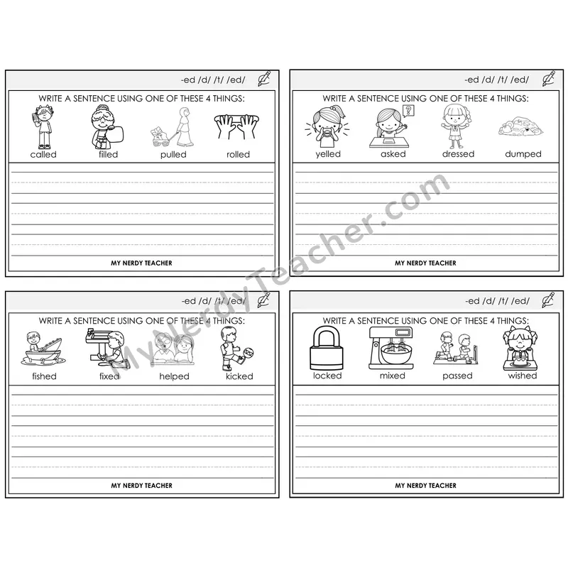 Suffix -ed Write a Sentence Task Cards — Decodable Sentences