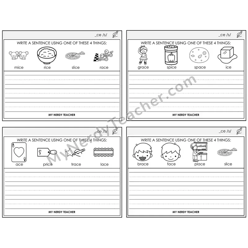 Soft C (_ce) Write a Sentence Task Cards — Decodable Sentences
