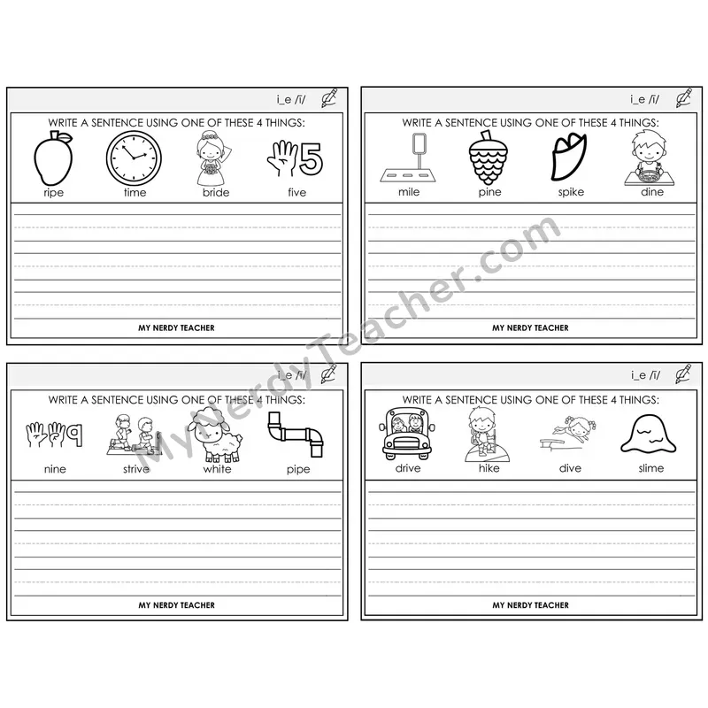 Long I VCe (i_e) Write a Sentence Task Cards — Decodable Sentences