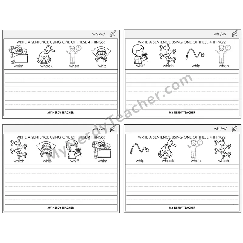 WH Digraph Write a Sentence Task Cards — Decodable Sentences