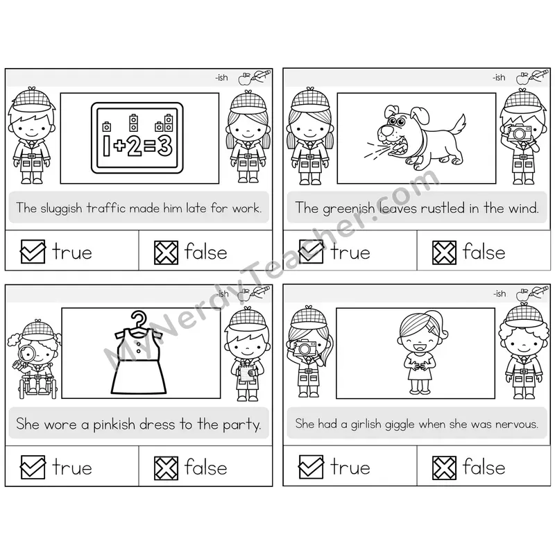 Suffix -ish True or False Task Cards — Decodable Sentences
