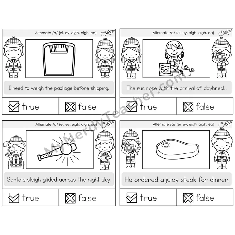 Alternate Long A Spellings True or False Task Cards — Decodable Sentences