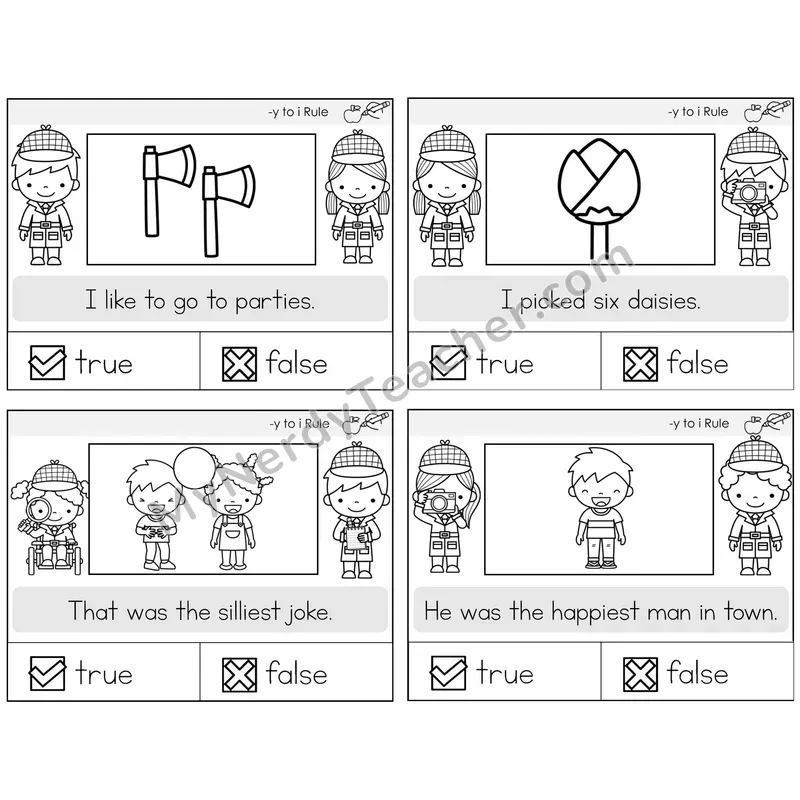 Y to I Rule True or False Task Cards — Decodable Sentences