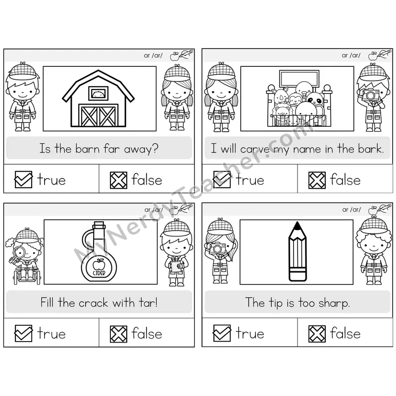 R-Controlled AR True or False Task Cards — Decodable Sentences