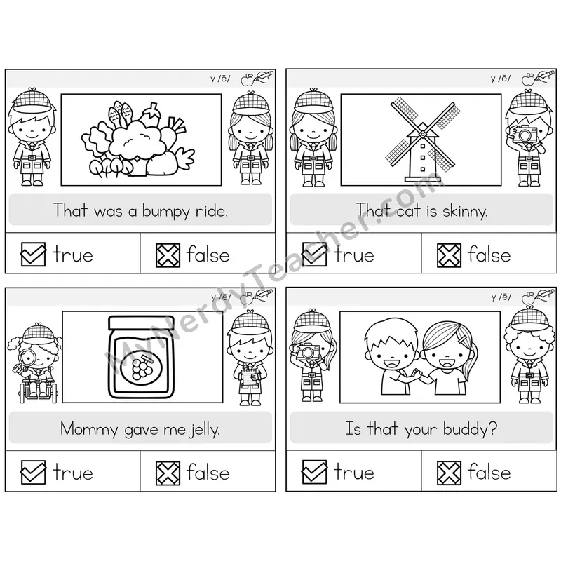 Y as Long E True or False Task Cards — Decodable Sentences