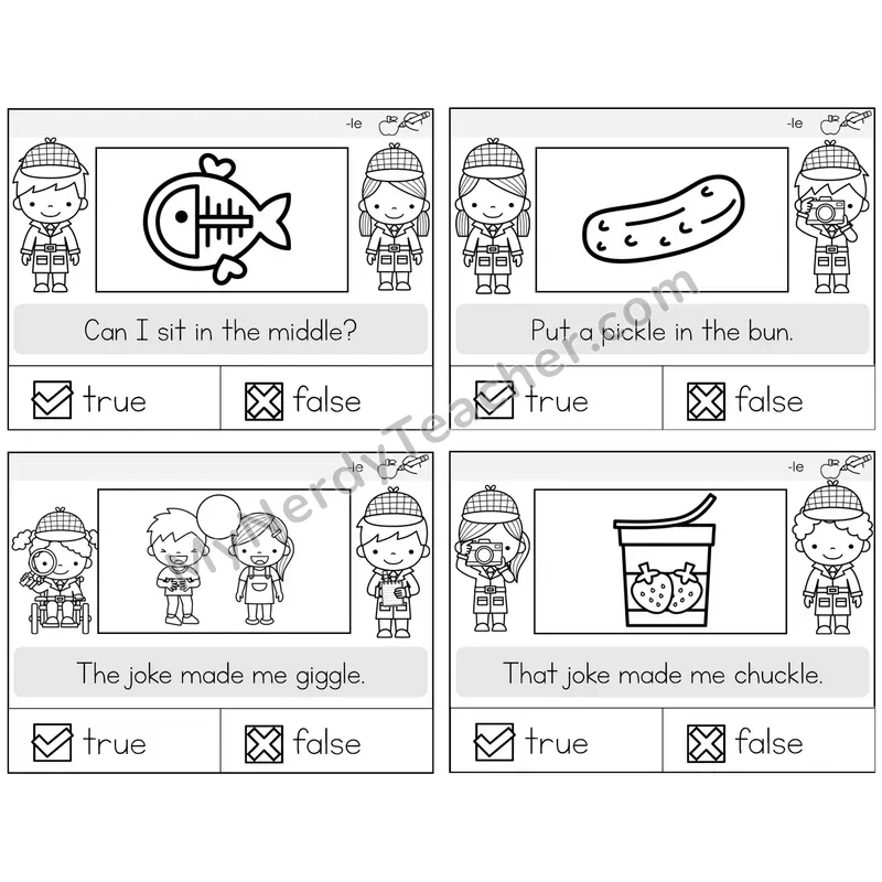 Consonant -le True or False Task Cards — Decodable Sentences