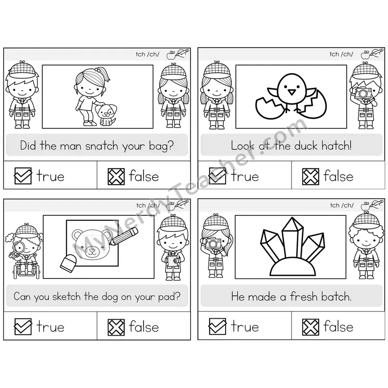 TCH Trigraph True or False Task Cards — Decodable Sentences