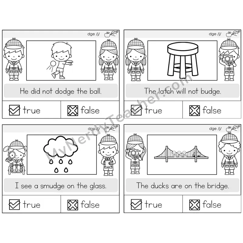 DGE Trigraph True or False Task Cards — Decodable Sentences