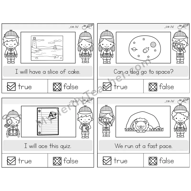 Soft C (_ce) True or False Task Cards — Decodable Sentences