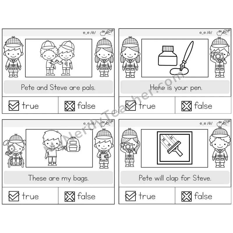 Long E VCe (e_e) True or False Task Cards — Decodable Sentences