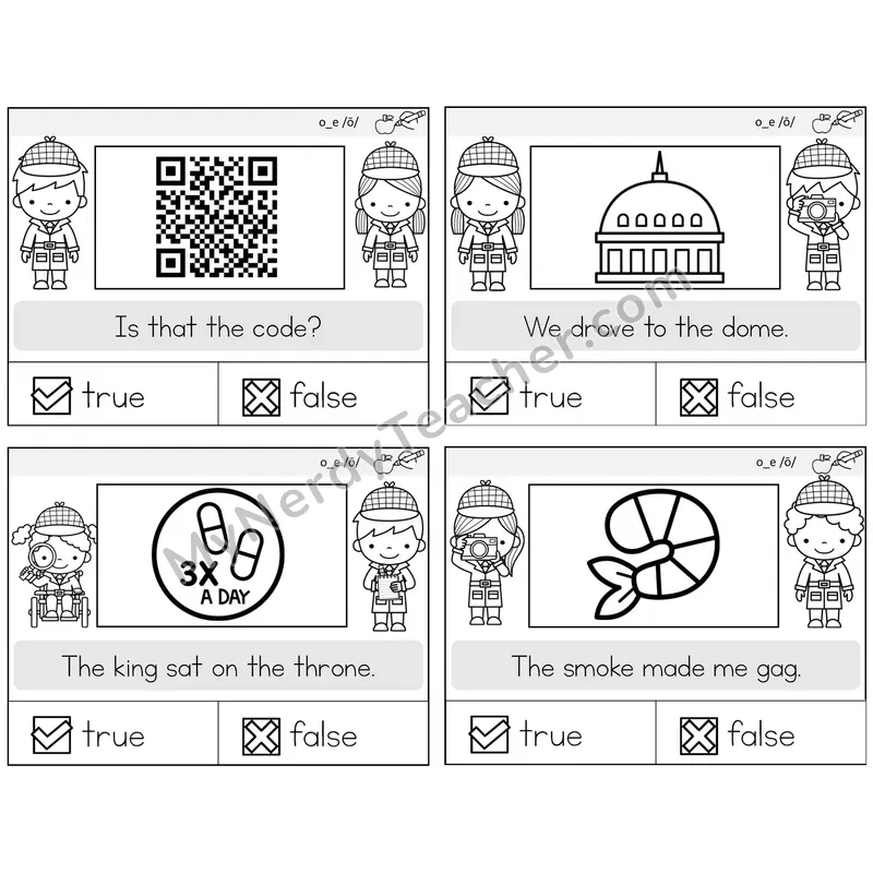 Long O VCe (o_e) True or False Task Cards — Decodable Sentences