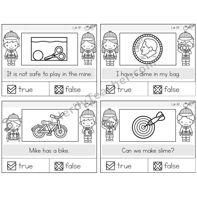 Long I VCe (i_e) True or False Task Cards — Decodable Sentences