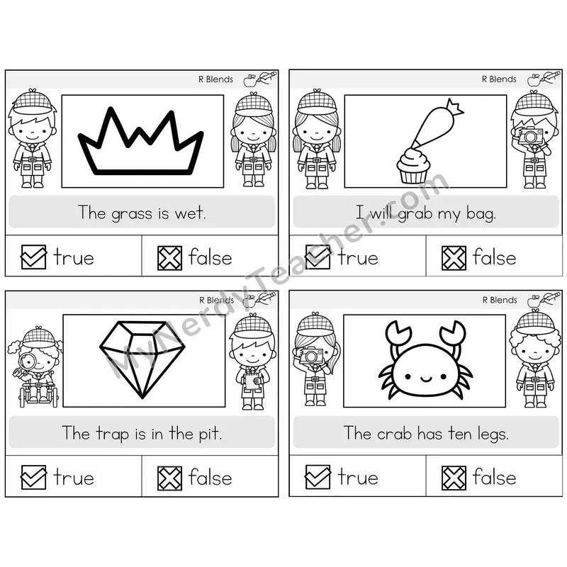 R Blends True or False Task Cards — Decodable Sentences