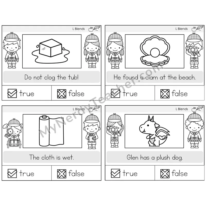 L Blends True or False Task Cards — Decodable Sentences