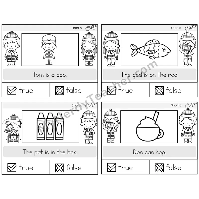 Short O True or False Task Cards — Decodable Sentences