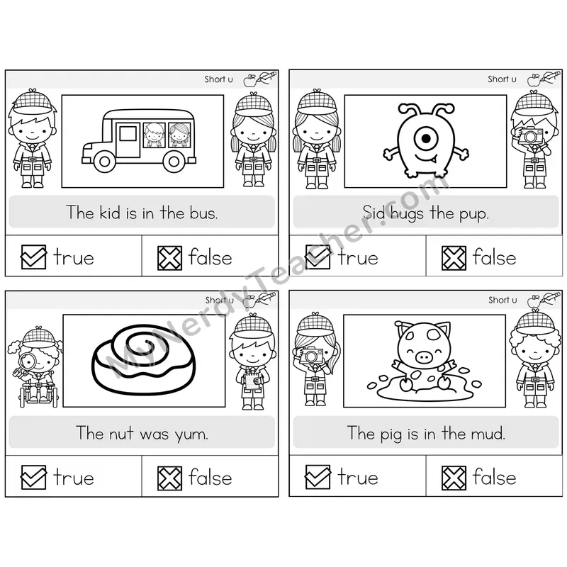 Short U True or False Task Cards — Decodable Sentences