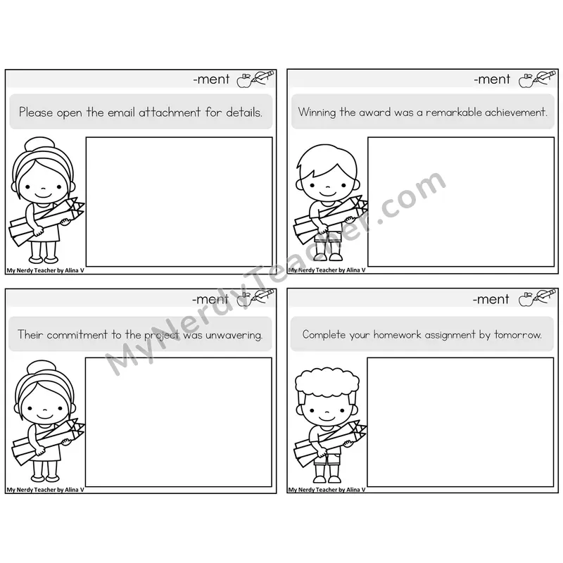 Suffix -ment Read and Draw Task Cards — Decodable Sentences