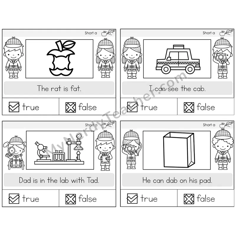 Short A True or False Task Cards — Decodable Sentences