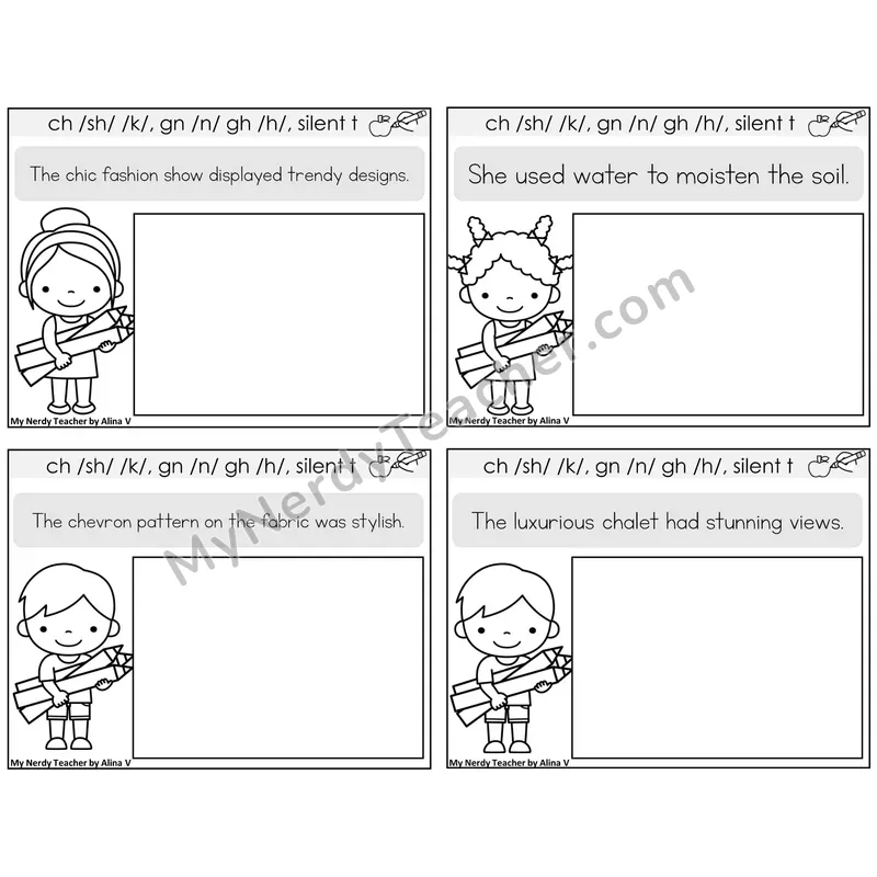 Alternate Consonant Spellings Read and Draw Task Cards — Decodable Sentences
