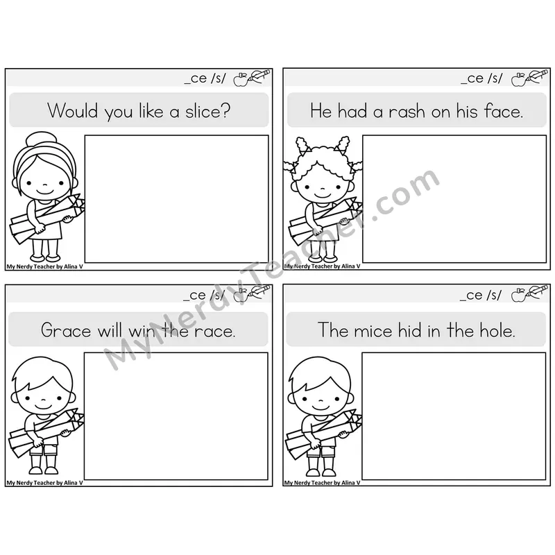 Soft C (_ce) Read and Draw Task Cards — Decodable Sentences