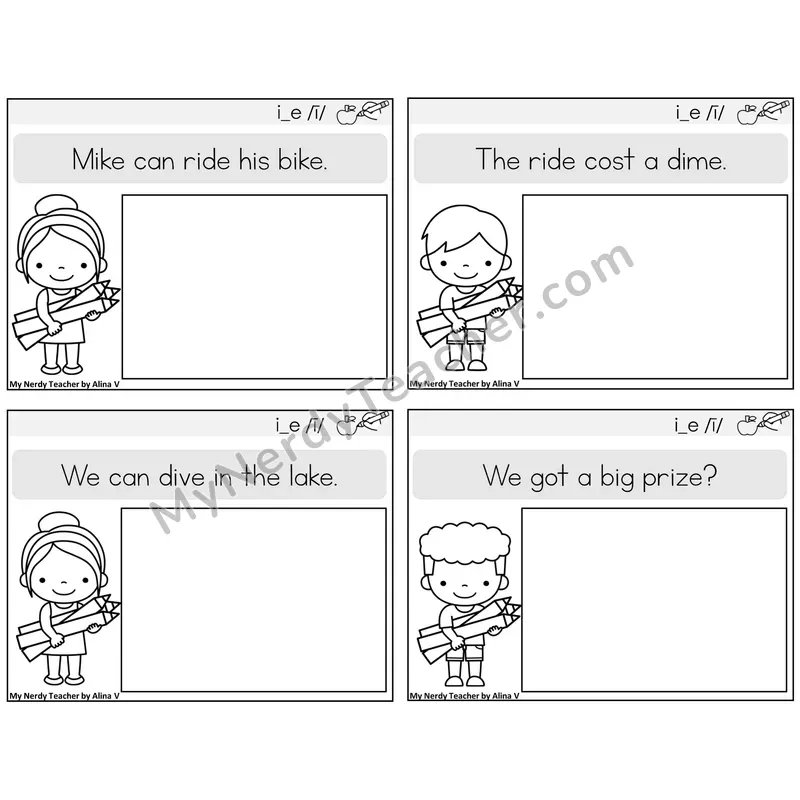 Long I VCe (i_e) Read and Draw Task Cards — Decodable Sentences