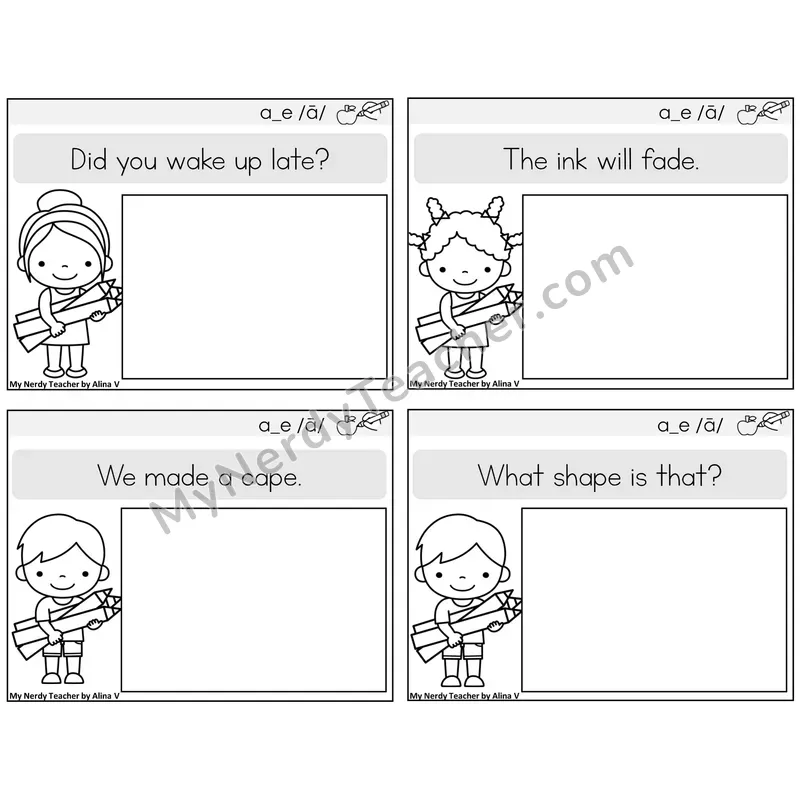 Long A VCe (a_e) Read and Draw Task Cards — Decodable Sentences