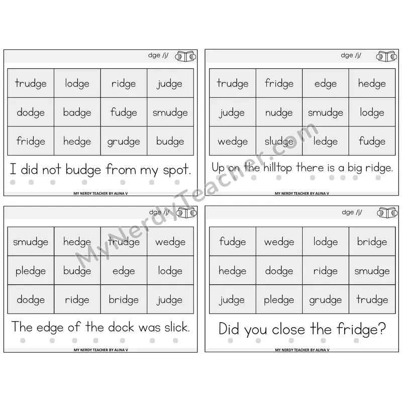 DGE Trigraph Decodable Fluency Mats Task Cards — Decodable Sentences