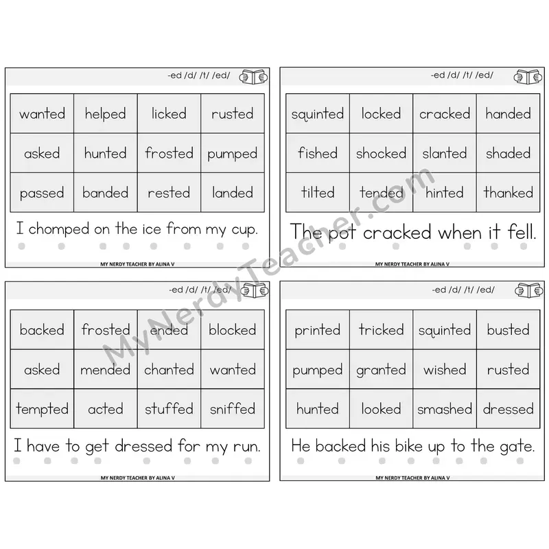 Suffix -ed Decodable Fluency Mats Task Cards — Decodable Sentences