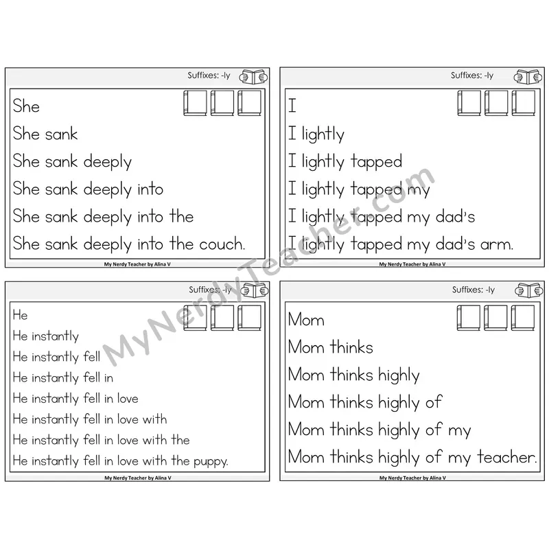 Suffix -ly Sentence Pyramids Task Cards — Decodable Sentences