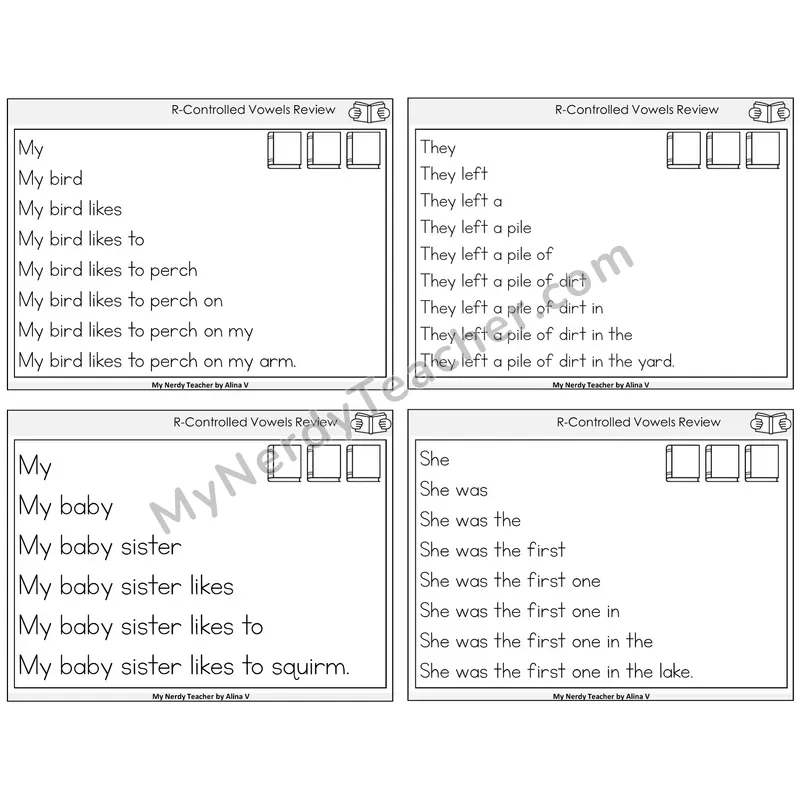 R-Controlled Vowels Review Sentence Pyramids Task Cards — Decodable Sentences