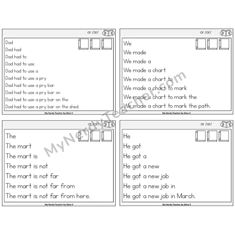 R-Controlled AR Sentence Pyramids Task Cards — Decodable Sentences