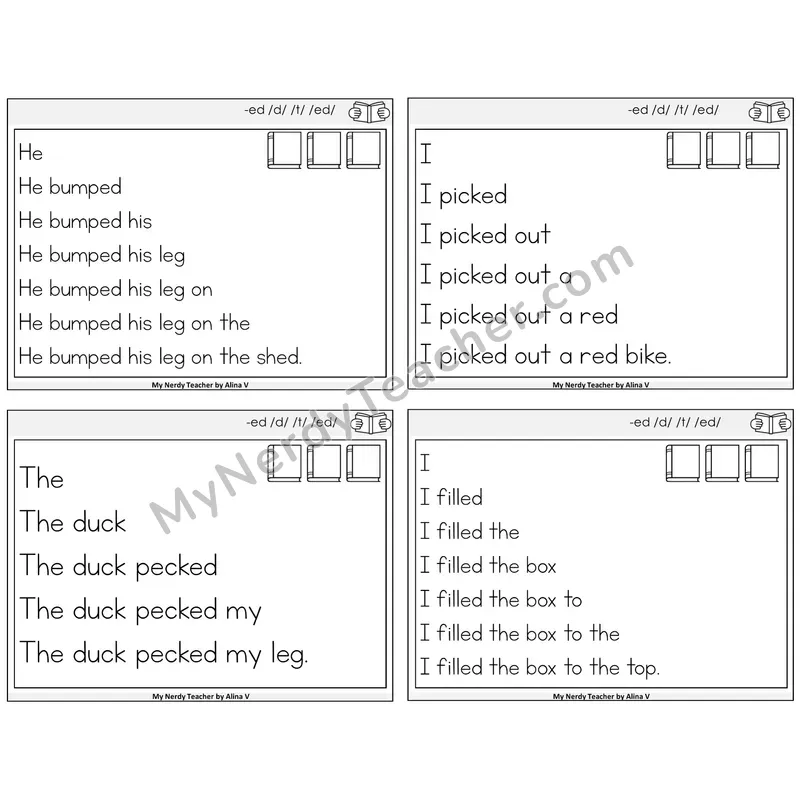 Suffix -ed Sentence Pyramids Task Cards — Decodable Sentences