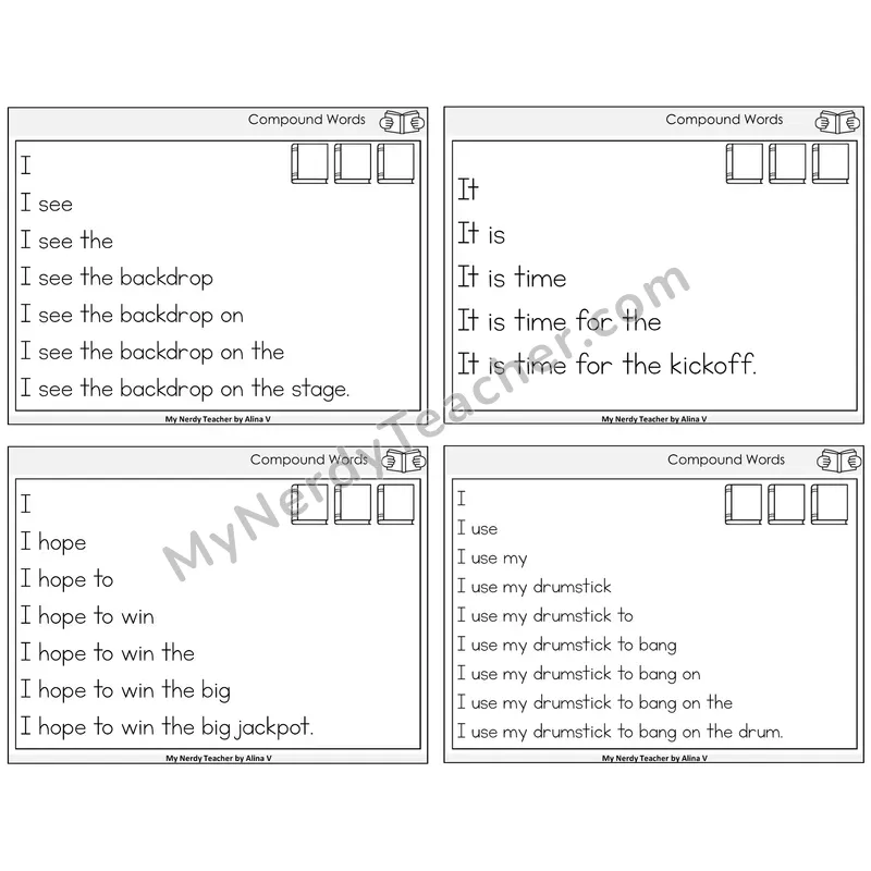 Compound Words Sentence Pyramids Task Cards — Decodable Sentences