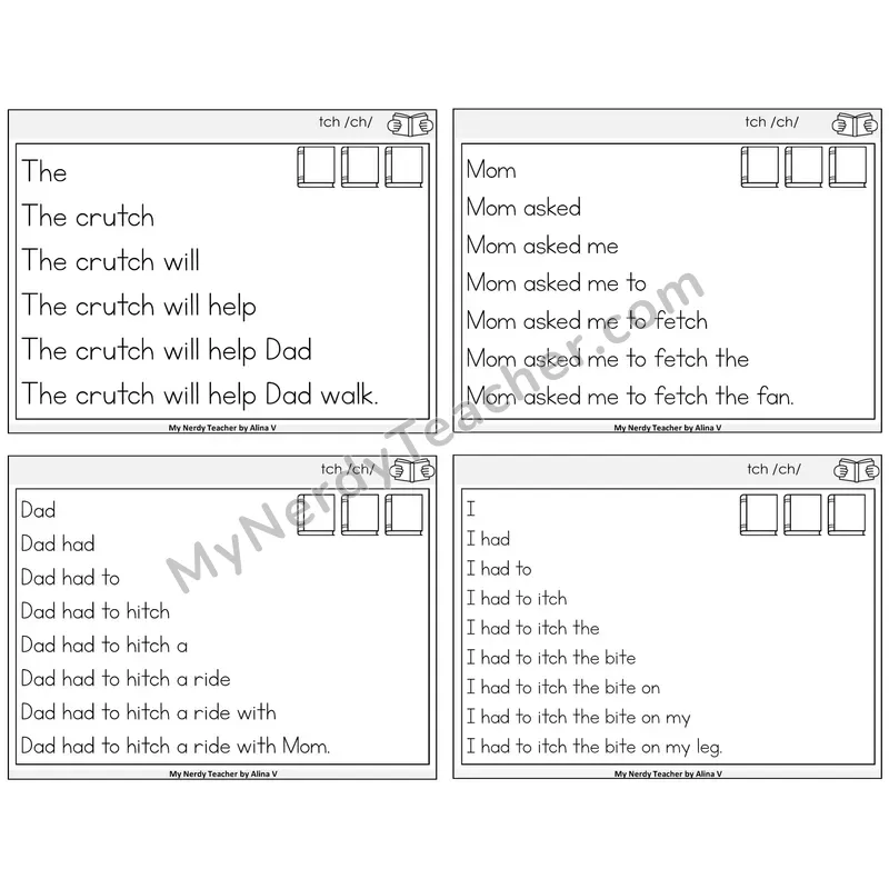 TCH Trigraph Sentence Pyramids Task Cards — Decodable Sentences