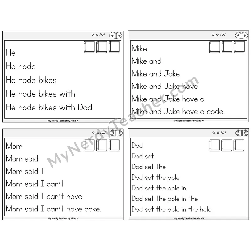 Long O VCe (o_e) Sentence Pyramids Task Cards — Decodable Sentences