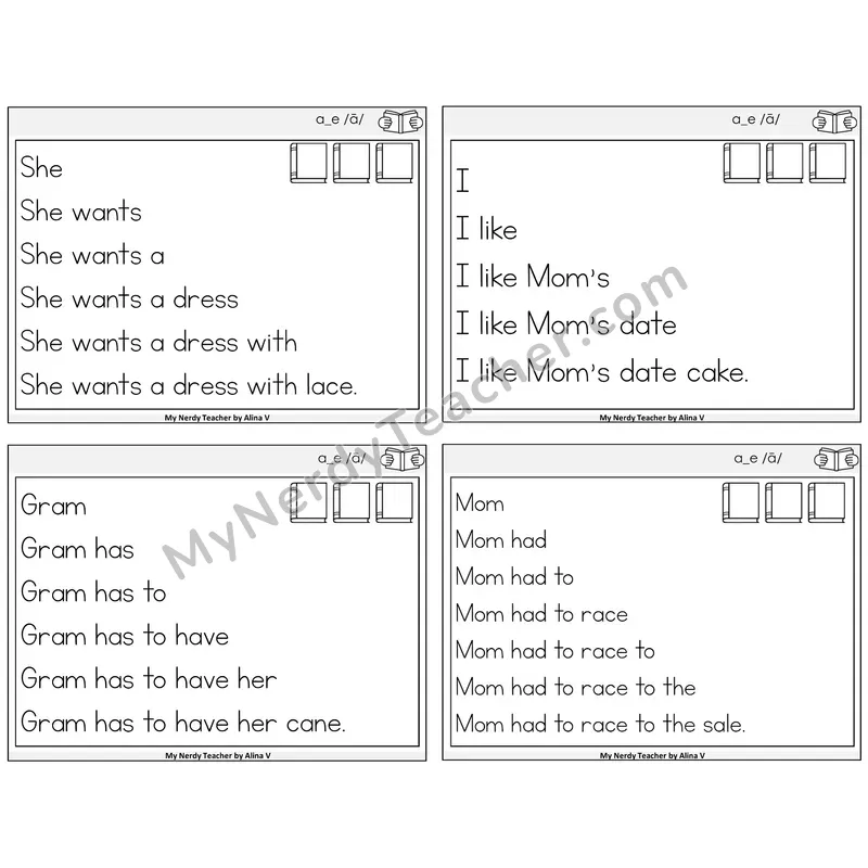 Long A VCe (a_e) Sentence Pyramids Task Cards — Decodable Sentences