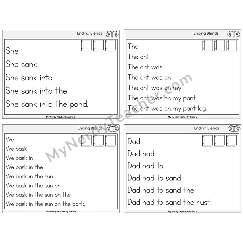 Ending Blends Sentence Pyramids Task Cards — Decodable Sentences