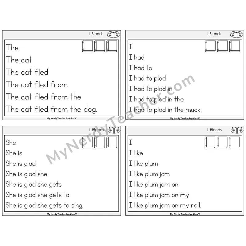 L Blends Sentence Pyramids Task Cards — Decodable Sentences