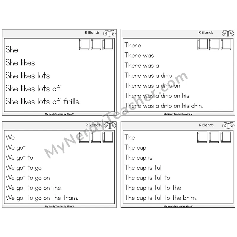 R Blends Sentence Pyramids Task Cards — Decodable Sentences