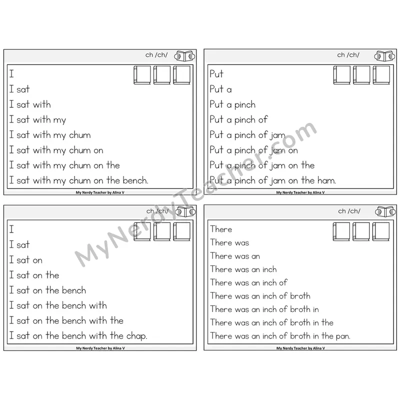CH Digraph Sentence Pyramids Task Cards — Decodable Sentences